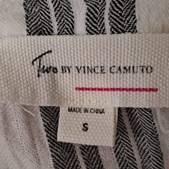 Two by Vince Camuto Size Small Lightweight Black White Striped Cotton Tunic EUC - Picture 8 of 11